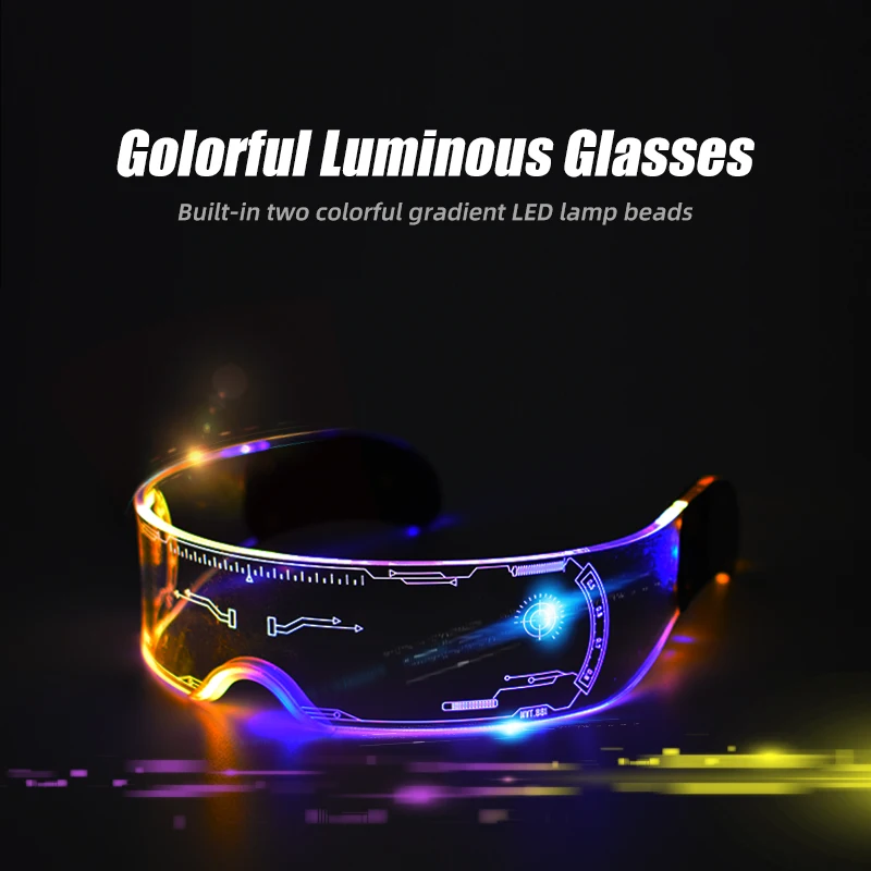 Cool Led occhiali occhiali da sole luminosi Cyberpunk flash Party Glasses Rave Neon Mask Toys occhiali decorativi per concerti vocali DJ
