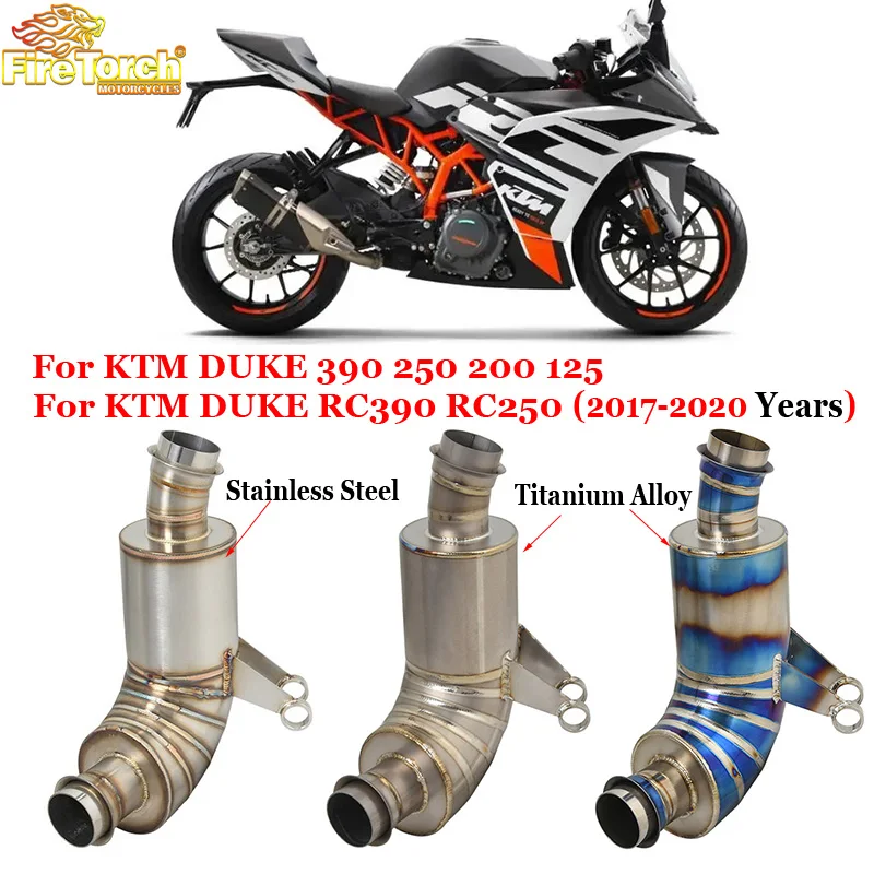 

Slip On For KTM DUKE 390 250 200 125 RC390 250 2017 2018 2020 Motorcycle Exhaust System Escape Titanium Alloy Middle Link Pipe