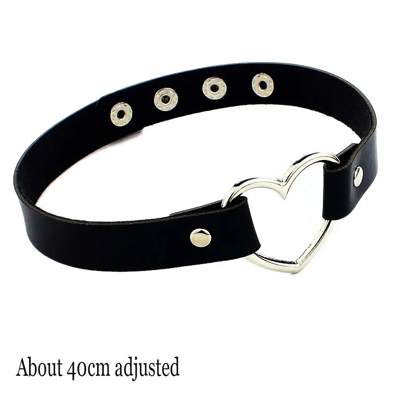 Frau Schwarz Punk Choker Kragen Halskette Sexy PU Leder Herz Lock Schlüssel Spike Chocker Gothic Cosplay Zubehör Partei Schmuck