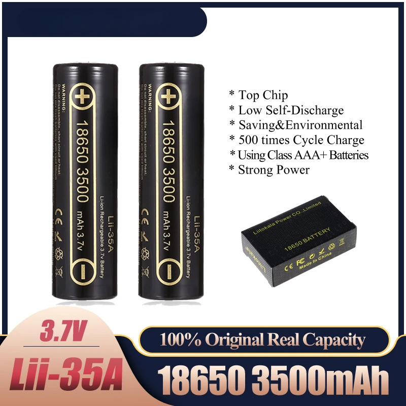 Hot Selling Lii 35a 3 7v 18650 3500mah Rechargeable Lithium Battery With Large Capacity And Portability