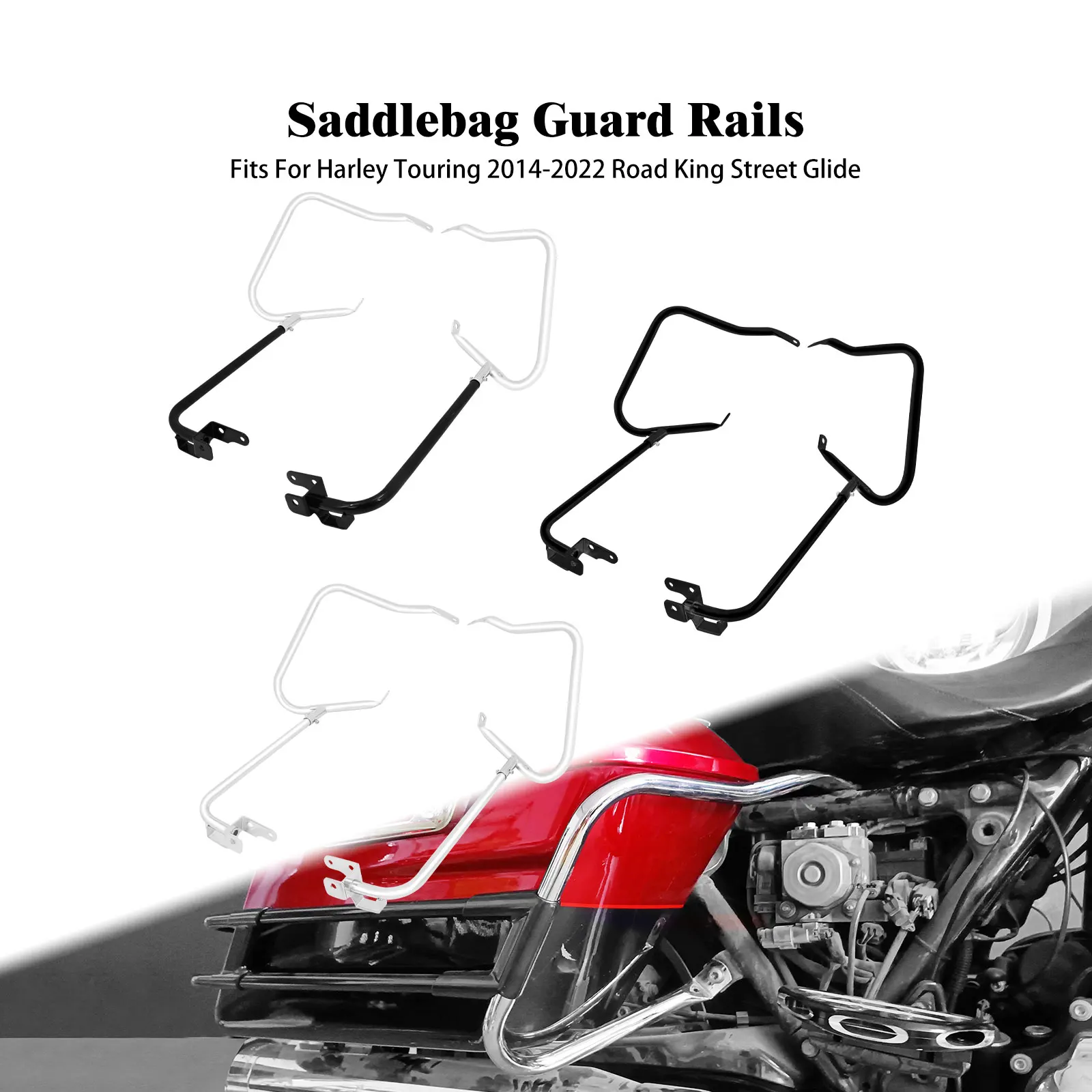 Motorcycle Saddlebag Bracket Guard Bars Kits Rear Support Guard Bar Rails For Harley Touring Electra Street Road Glide 14-2022