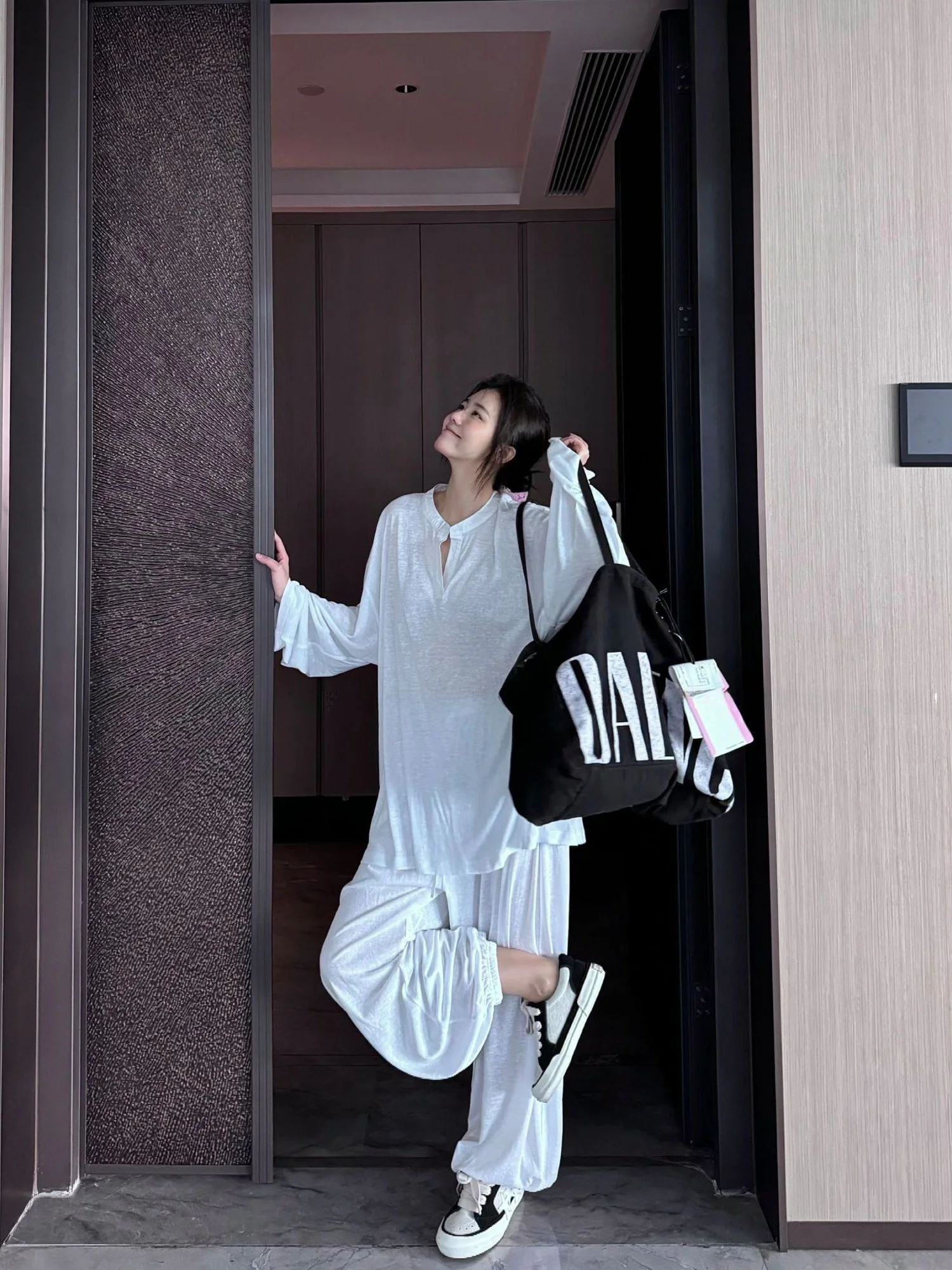 

PEACHZHOU Lenzing Linen Wide Leg Pants Elastic Waist Long Sve Thin Autumn Sports Sle Loose Fit Trousers for Women