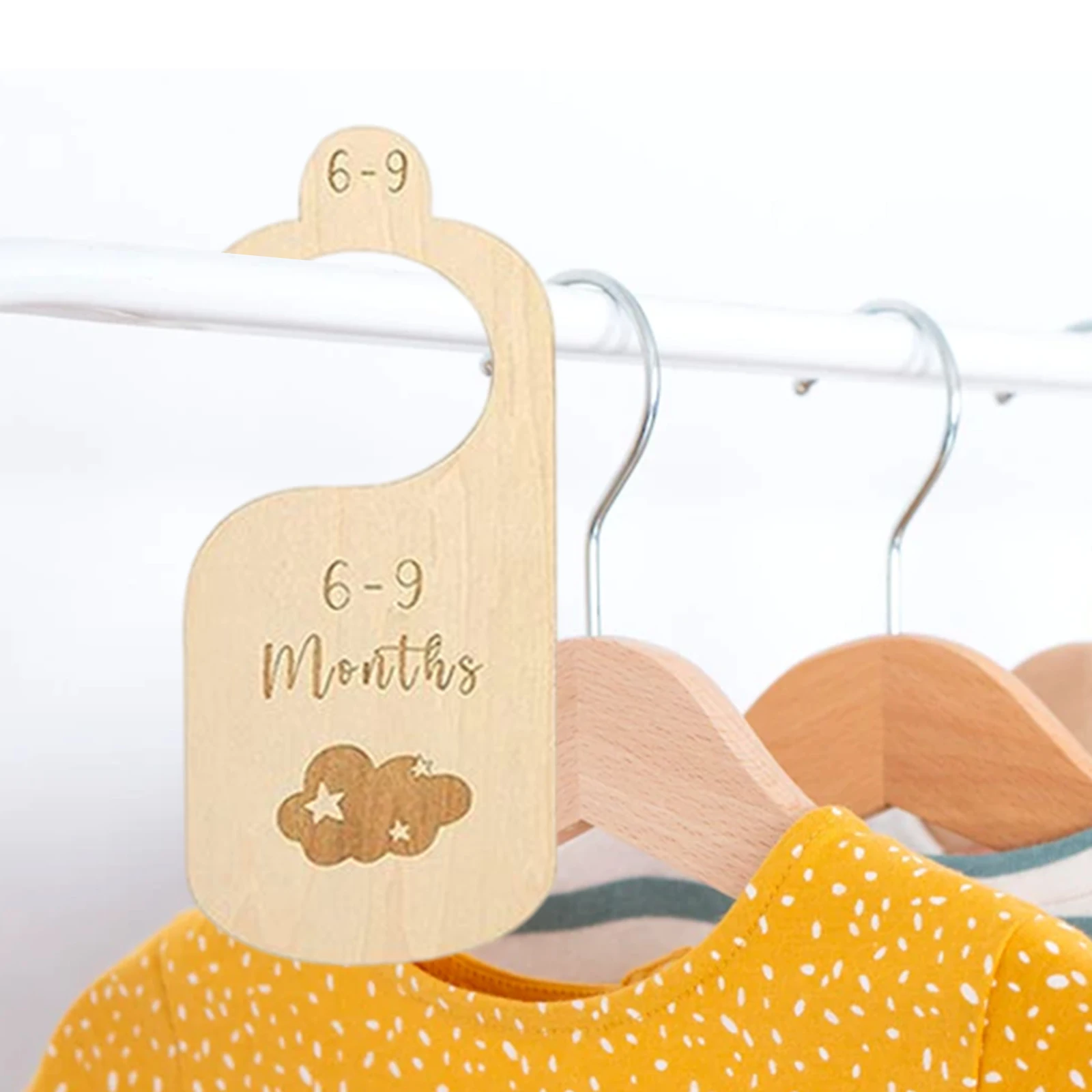 Cintre de décoration pour vêtements de bébé, 7x clés de Cisco pour nouveau-nés, double face, évaluation de la taille des vêtements pour bébé