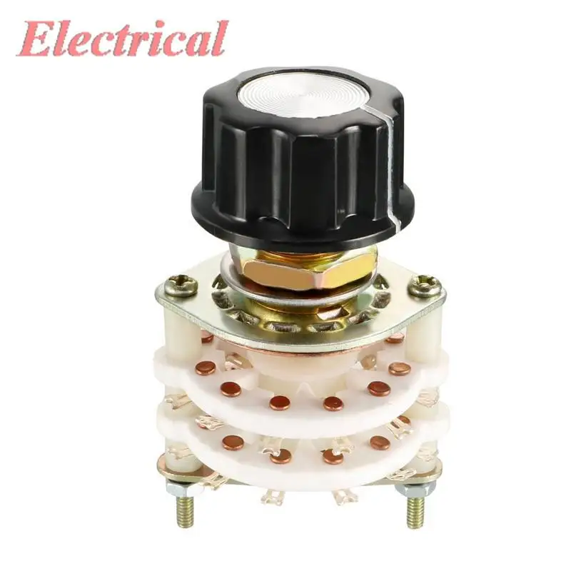 1PC 2 Deck Band Channel Rotary Switch Selector with Plastic Knob(A03) 2P6T 2P7T 2P8T 2P9T 2P10T 2P11T 4P3T 4P4T 4P5T 6P3T 8P2T