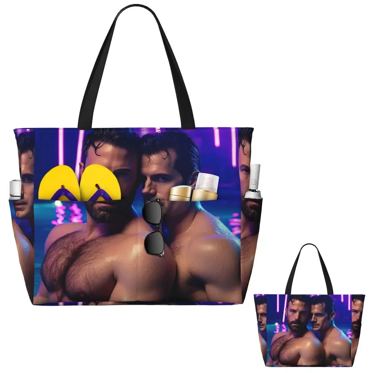 Ben Affleck And Henry Cavill Beach Tote Bag Sport Gym Yoga Duffle Large Tote Bag Women Travel Bag Fitness bag
