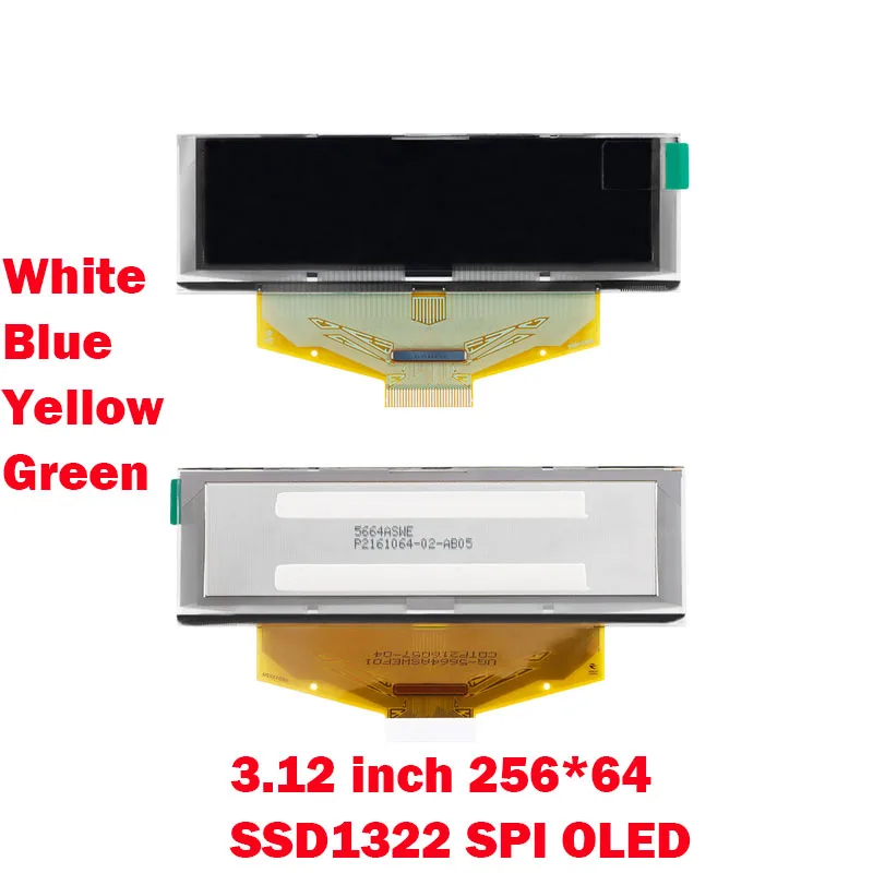 3.12 "3. 12-calowy ekran 256x64 OLED moduł wyświetlacza LCD biały niebieski żółty zielony 256*64 SSD1322 SPI równoległy interfejs dla Arduino