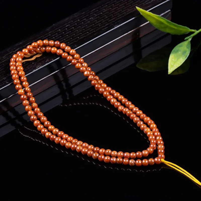 Natural A Grade Full Red Jadeite Bead Chain 4-5mm Round Jade Beads Necklace Cord Handmade Pendant Chain for Jade Pendant