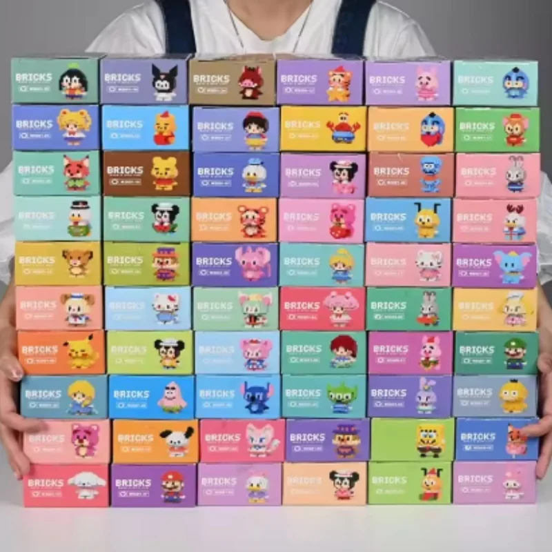 

Набор из 50 строительных блоков для детей от 6 до 12 лет, подарок для мальчиков, модели животных (СpongeBob, Панда), конструктор, игрушка в слепой коробке