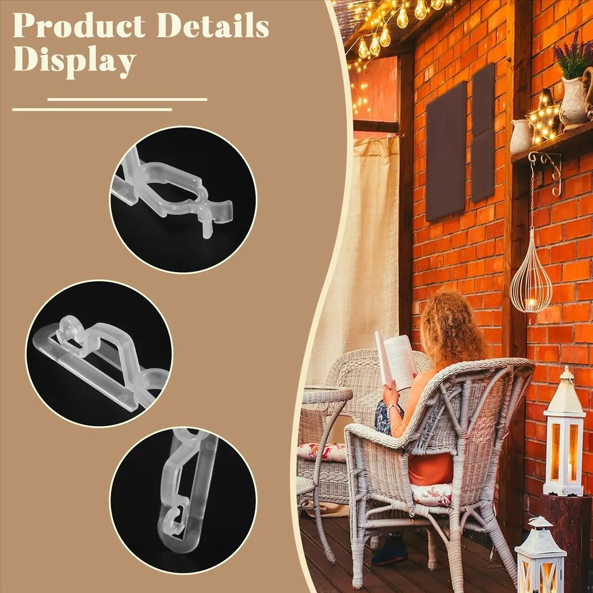 ABFS Christmas Light Clips Clips 100Pack, Universal Gutter and Shingle Clip Hooks for Hanging C7, C9 and Lights