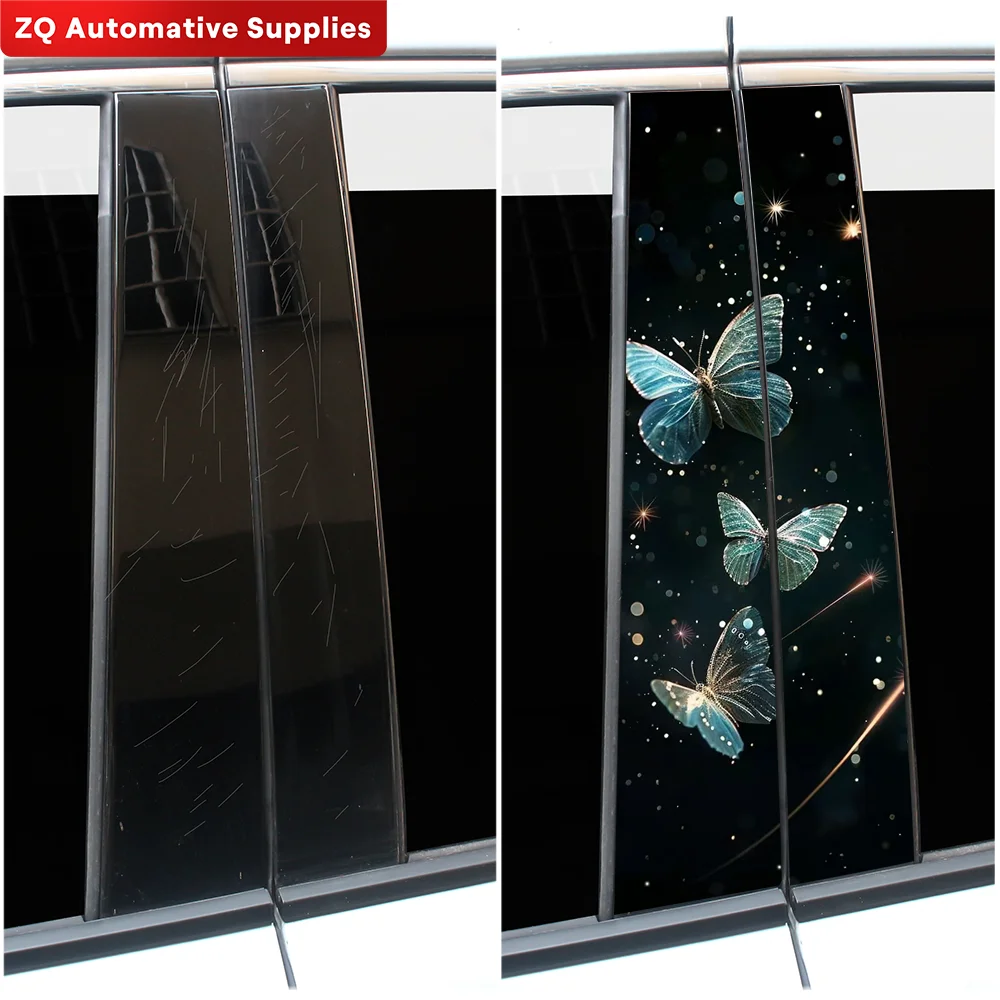 Pretty Butterflies Car Stickers Funny Auto B Pillar Waterproof Decoration DIY Cover Car Doors Pillar Sunscreen Decals Accessorie