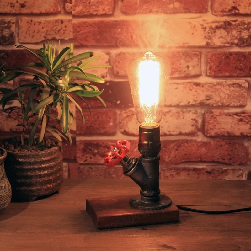 Vintage Industrial Table Lamp Plug-in Eye Caring Light Bedside Lamp for Dorm Bar Kids Bedroom Home Deco