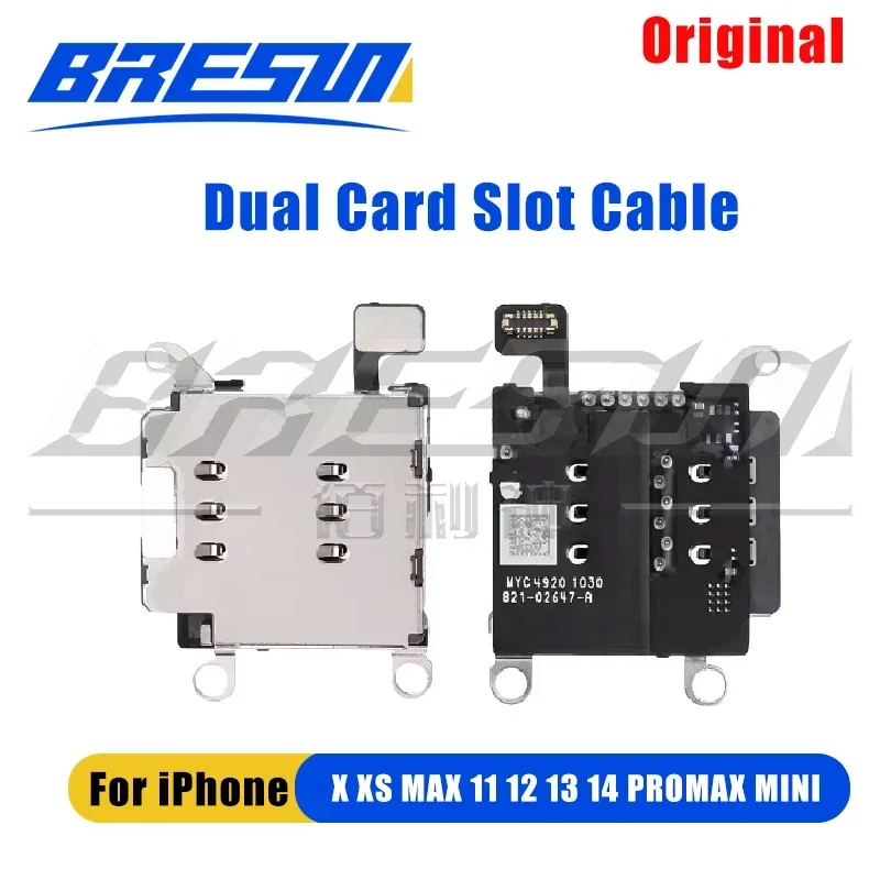 Dual Sim Card Reader Connector Flex Cable Card Tray Slot Holder Set For iPhone 11 12 13 Pro MAX XR Phone Replacement Parts Tools