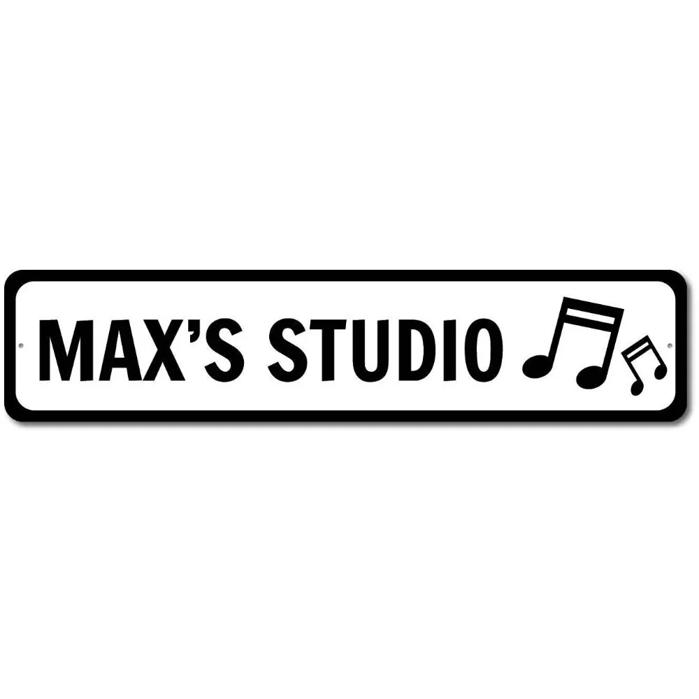CIFbuy Personalized Text Long Metal Sign, Custom Music Note Studio Wall Ornament (Only For Decoration)