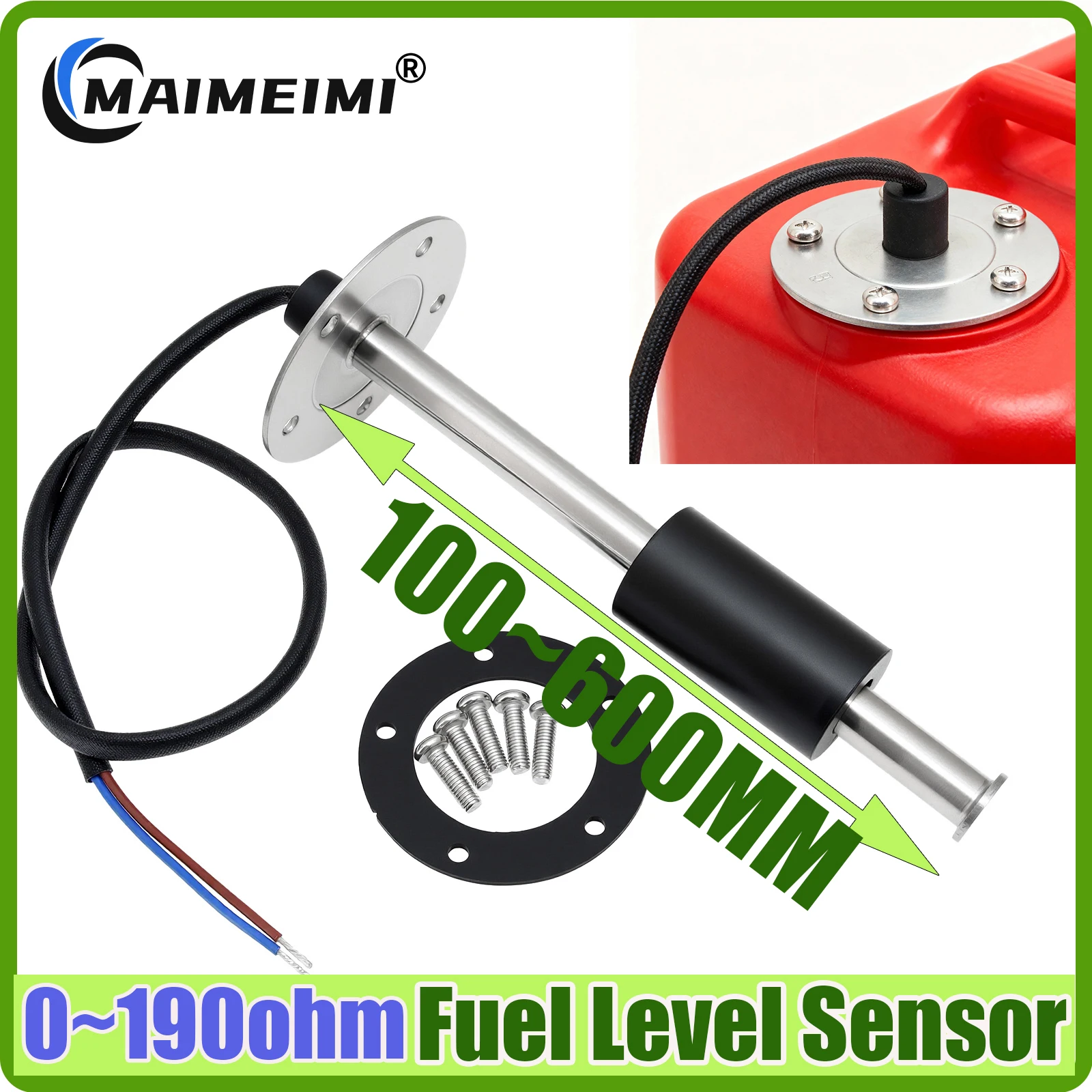 Custom Fuel Level Sensor 0-190ohm Water Level Sensor Stainless Steel with Screws M5 for Universal Boat Yacht Car Gauge Tank