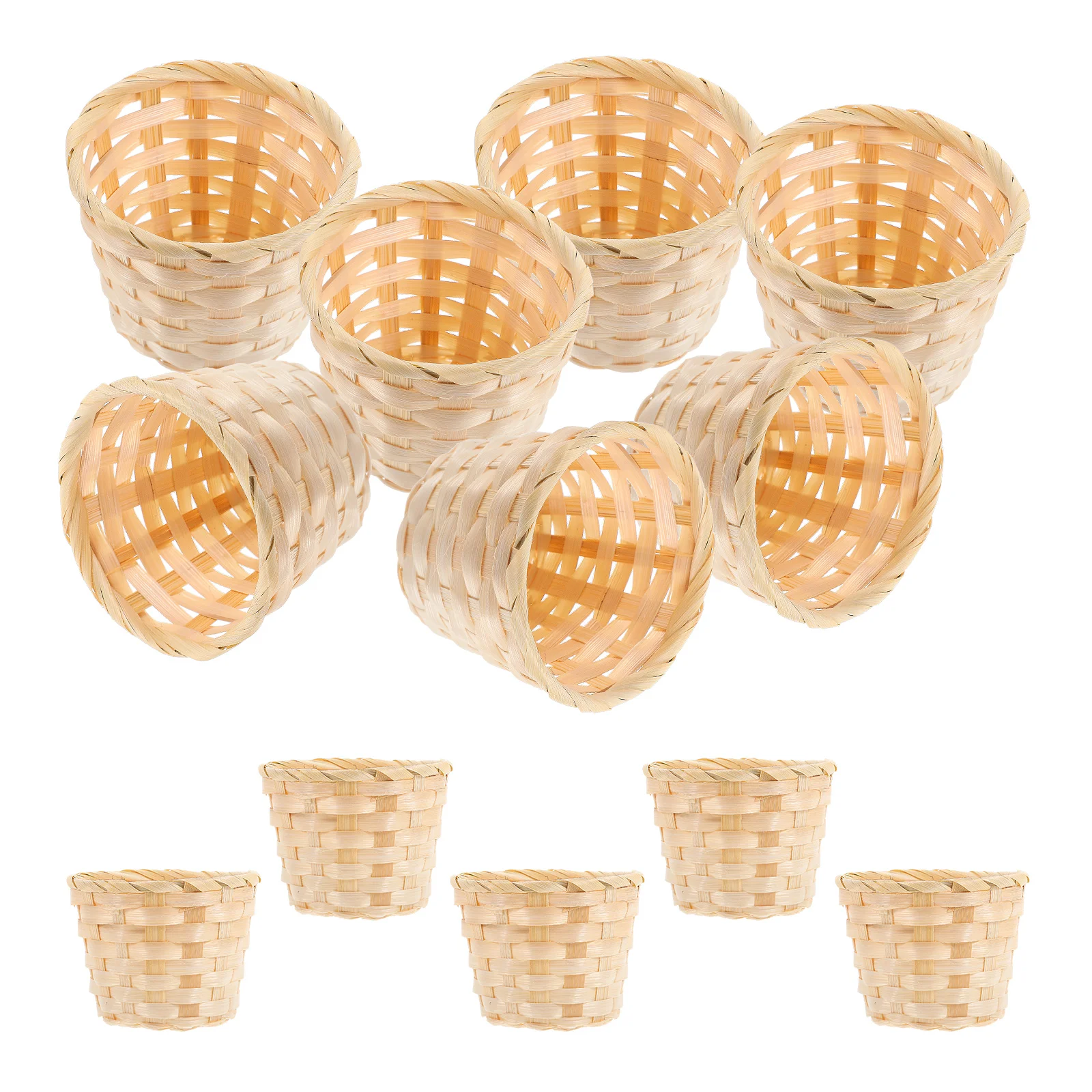 

12 Pcs Penholder Woven Basket Storage Shopping Office Trash Can Bins Mini Wooden Hand-made