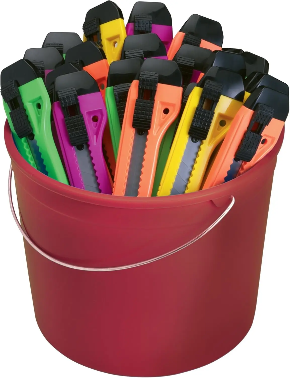 49697 18-Millimeter Paint Pail of 25 Snap-Off Knives, Assorted Colors