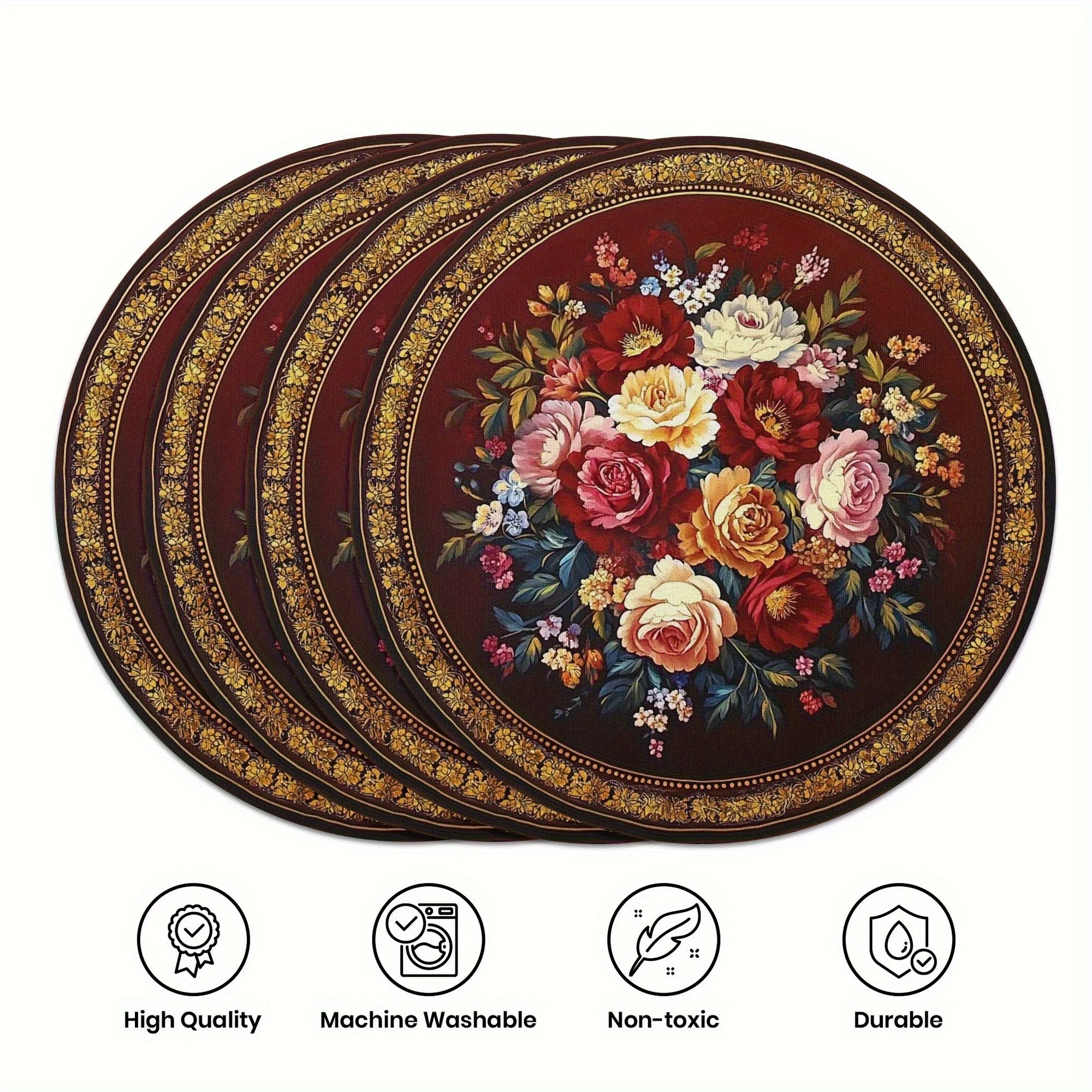 VIKAMA 4PCS Christmas Placemats for Family Gatherings, Western-Style Dining Holiday Parties Table Decorations and Accessories