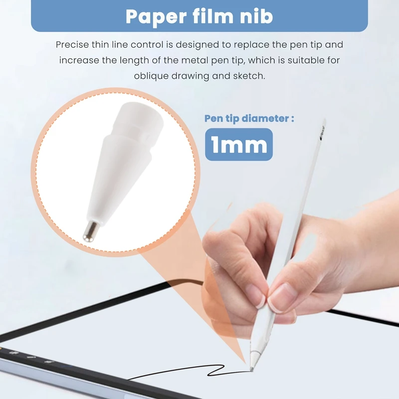 2 Pack Pencil Tips for Apple Pencil 1St Gen and 2Nd Gen/ iPad Pro Pencil,1mm No Wear Out Fine Point Precise Control Nibs