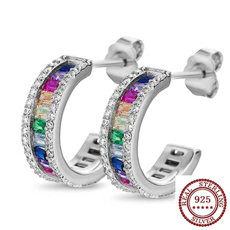 

2025 New Trend 925 Pure Silver Classic Temperament Atmospheric Fashion Classic Colorful Zircon Earrings Light Luxury Earrings