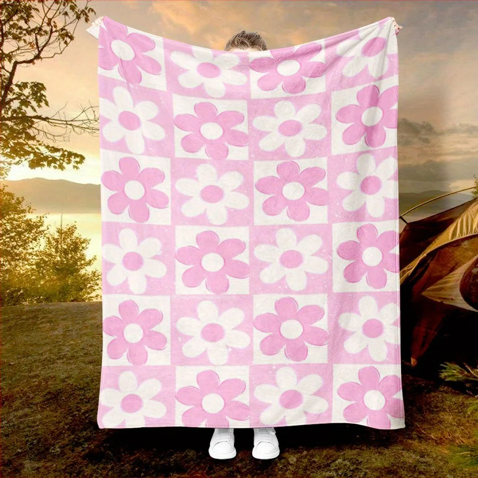 Minimalist Floral Bliss Blanket Reversible Flannel Throw for Simple Elegance AllSeason Comfort Delicate Charm Gift