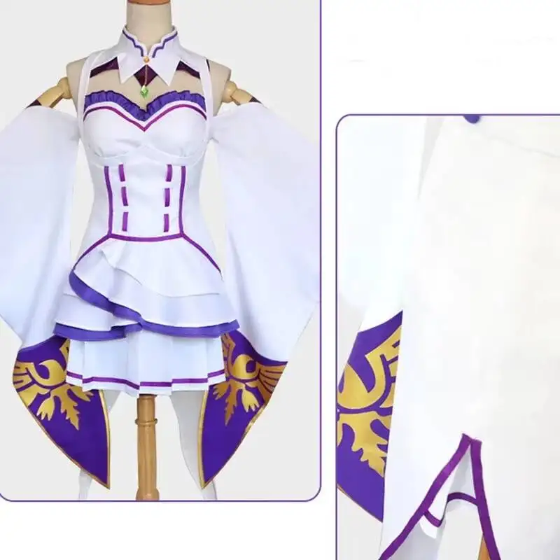 

Костюм Эмилии из аниме Re:Zero для женщин: платье, плащ, парик для косплея на Хэллоуин