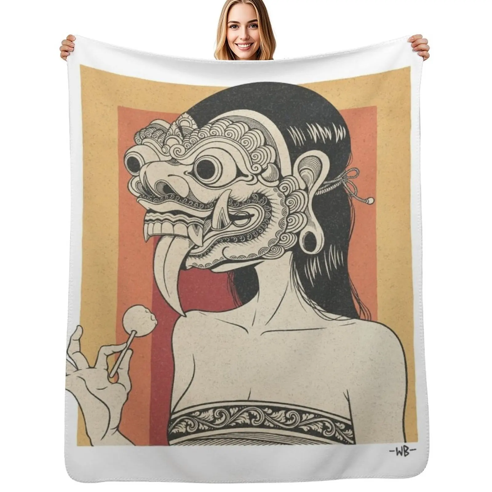 Rangda Lolipop Throw Blanket Personalized Gift Flannel Plush Soft Big Decorative Sofas Sofa Blankets