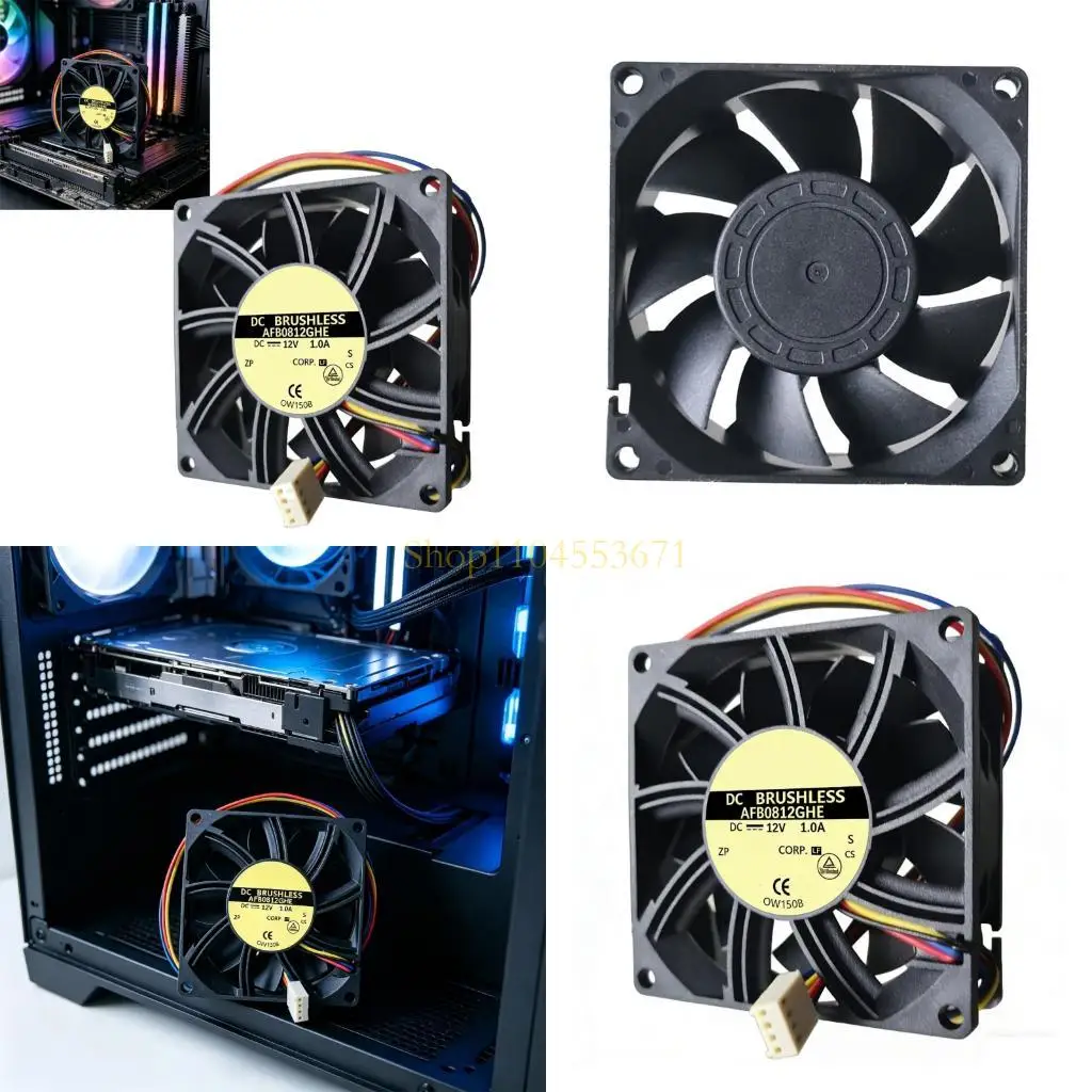 Best Seller 4-Wire Speed-Managed Cooling Fan 80mm 12V Brushless 1.0A, Ball Bearing Design for Computer Service and Enclosure