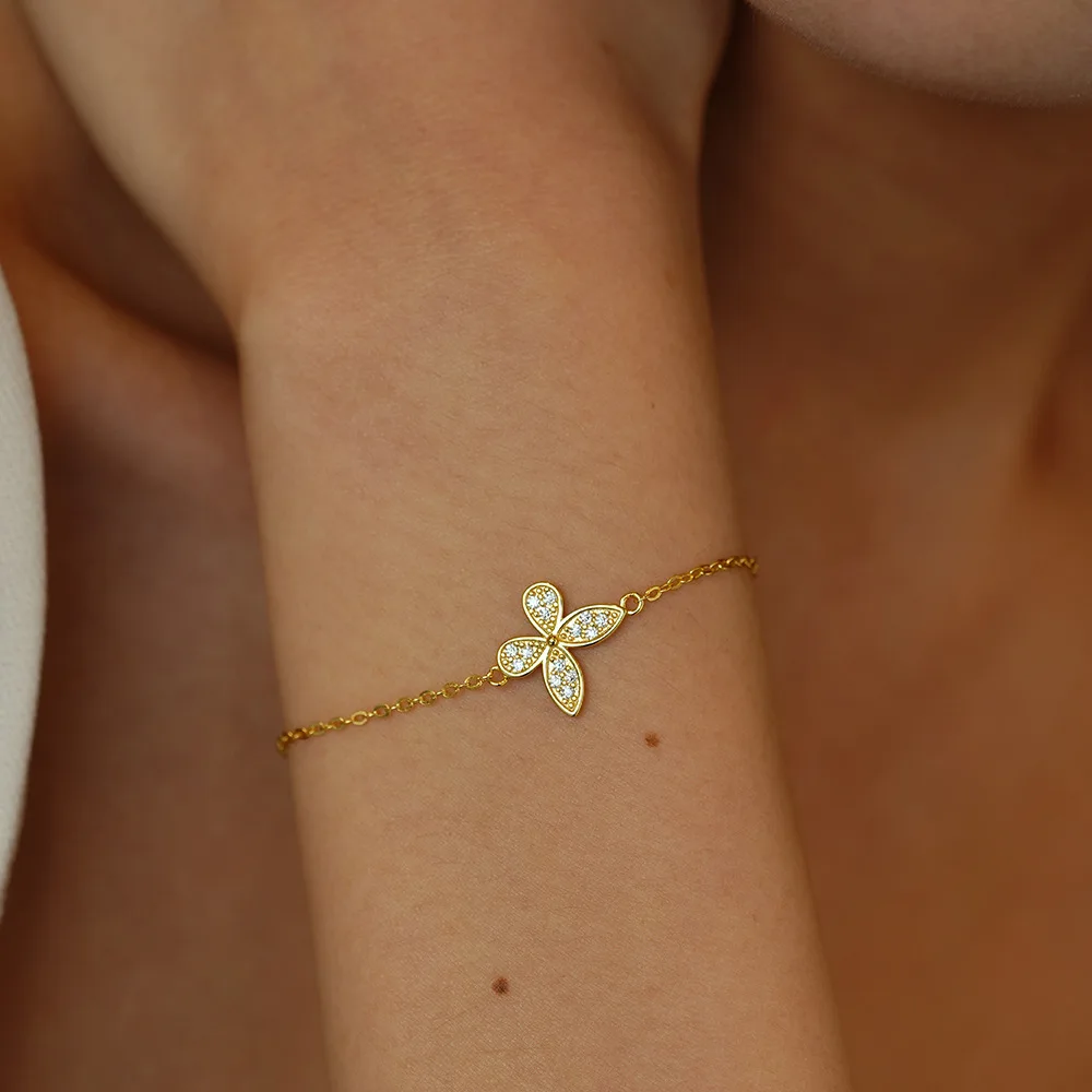 

Butterfly Bracelet for Women with D-Color Moissanite, S925 Sterling Silver, INS Style Unique Design, Suitable for Daily Wear