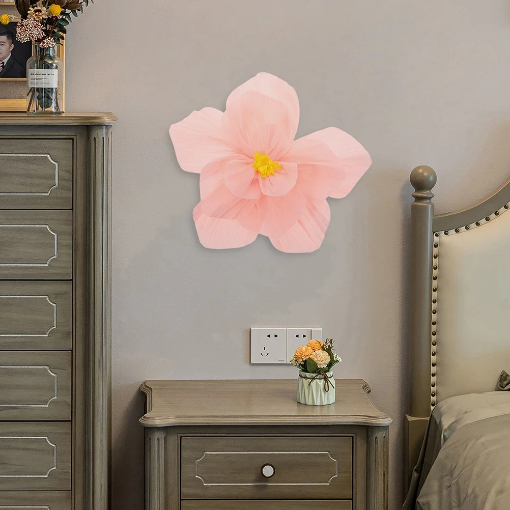 

2Pcs 3D Crinkled Paper Flowers Elegant Wall Decor for Rv Bedroom Headboard Background Fade Resistant Easy Install Peel and Stick