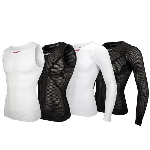 Imagen 1 del producto DAREVIE-Camiseta de ciclismo ajustada de compresión sin costuras para hombre, camiseta de rejilla transpirable de alta elasticidad, ropa de ciclismo