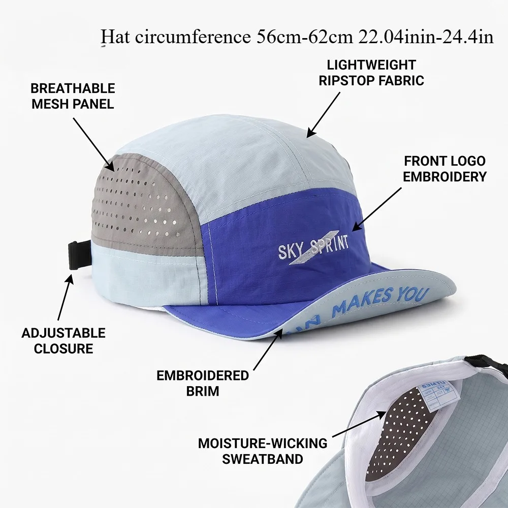 Color Block Quick Dry Baseball Cap Flip Brim Mesh Breathable Sun Hat Unisex Fashion Versatile Outdoor Running Sports UV