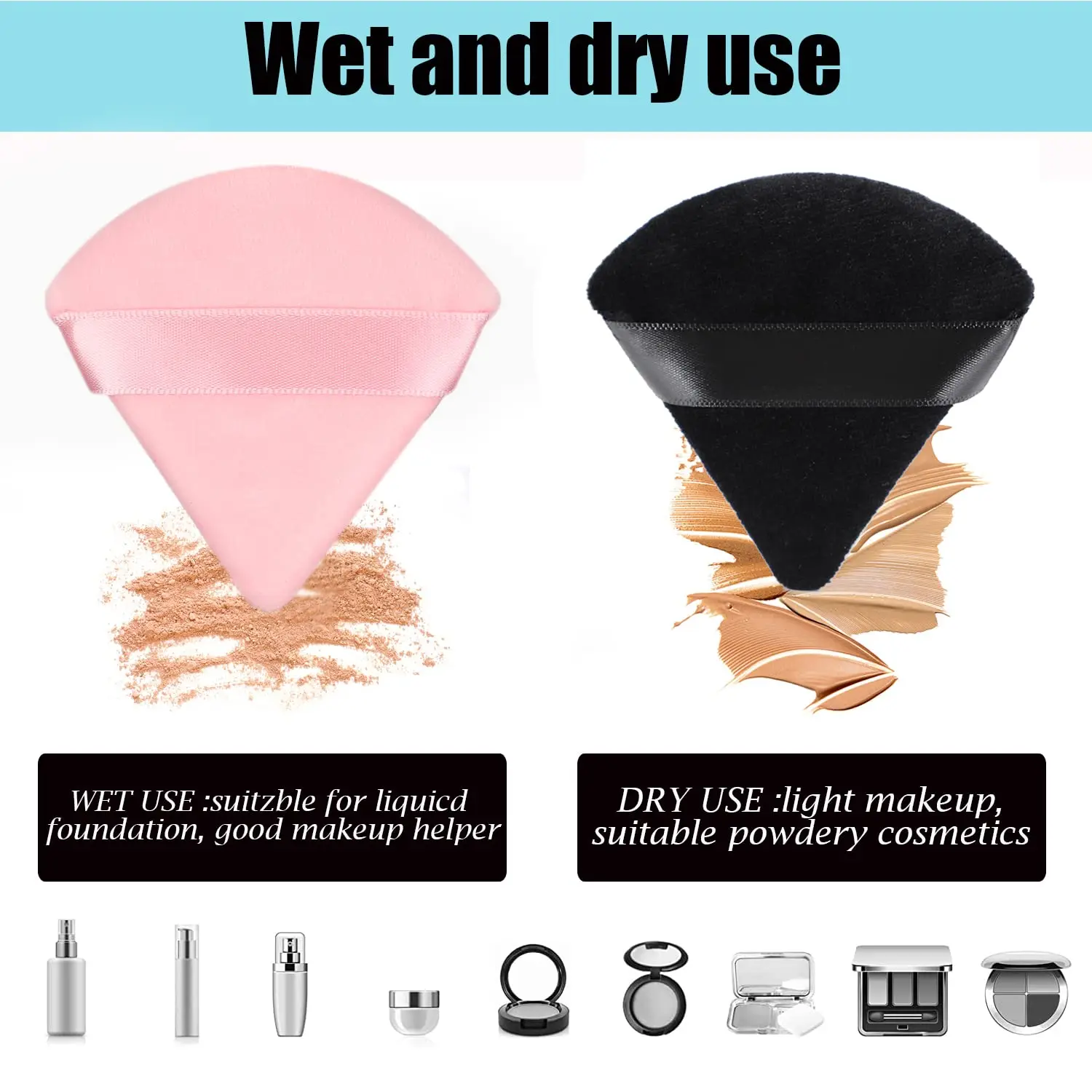 6 Pcs Powder Puff Face Makeup Sponge Soft Velour Triangle Powder Puffs For Loose Powder Body Powder Cosmetic Foundation Beauty