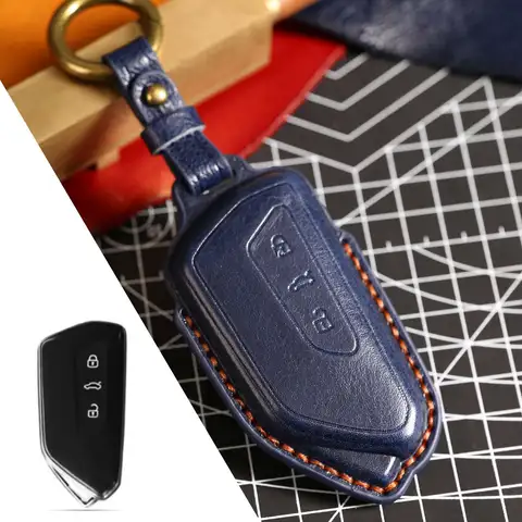 Leather Car Key Case Cover For VW Volkswagen Golf 8 MK8 ID 3 ID 4 For Skoda Octavia 4 A8 Seat Leon MK4 Cupra Formentor 6 best sales vw id key case - №2