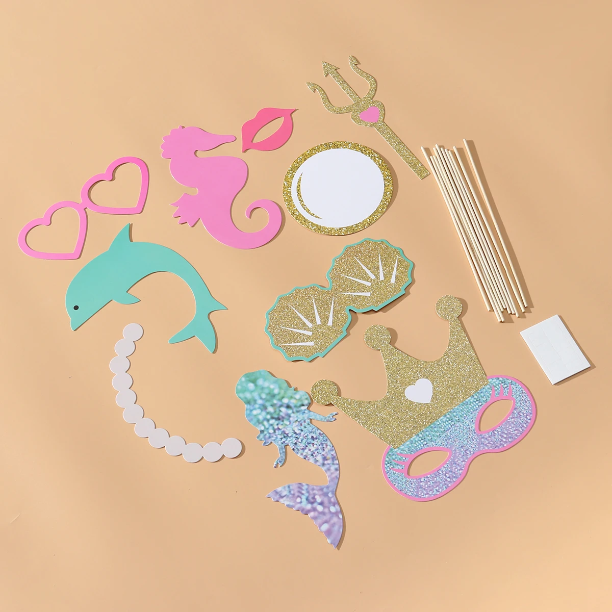 

1 set Mermaid Photo Booth Props Selfie Accessories Baby Shower Favors Birthday Photography Supplies