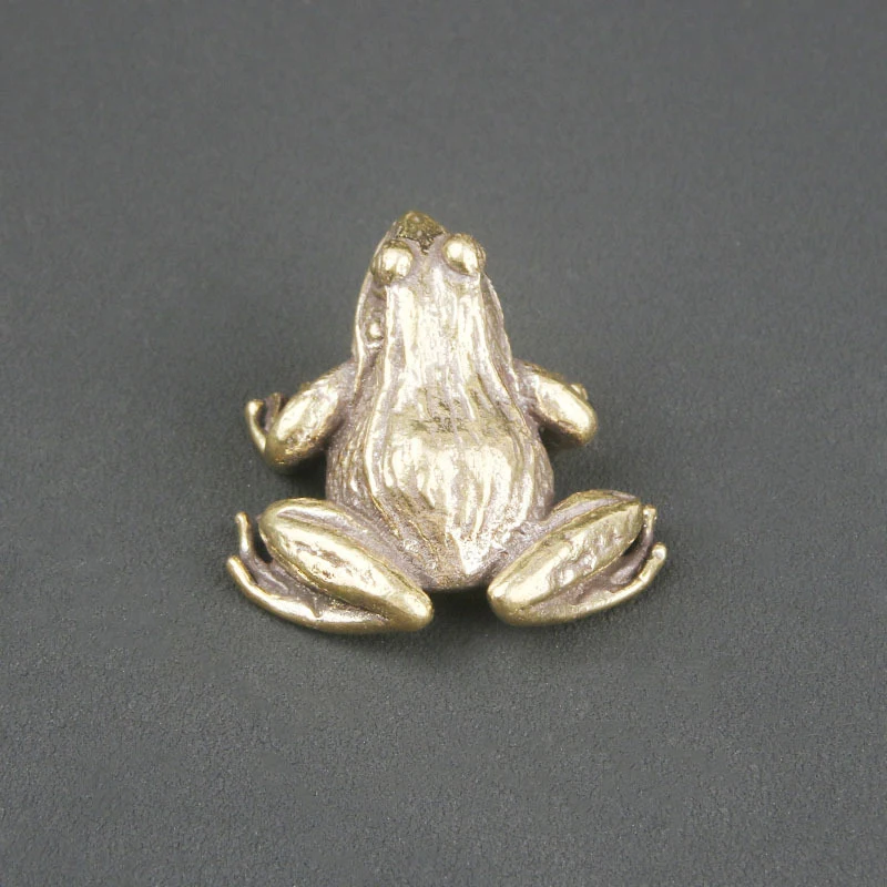 Solid Brass Frog Desktop Ornament, Toad Sculpture Craft, Decorative Item, Tea Pet, Vintage Antique Bronze Ware Wholesale