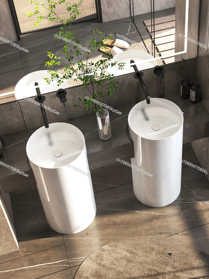 Integrated artificial stone column basin household wash basin column vertical floor