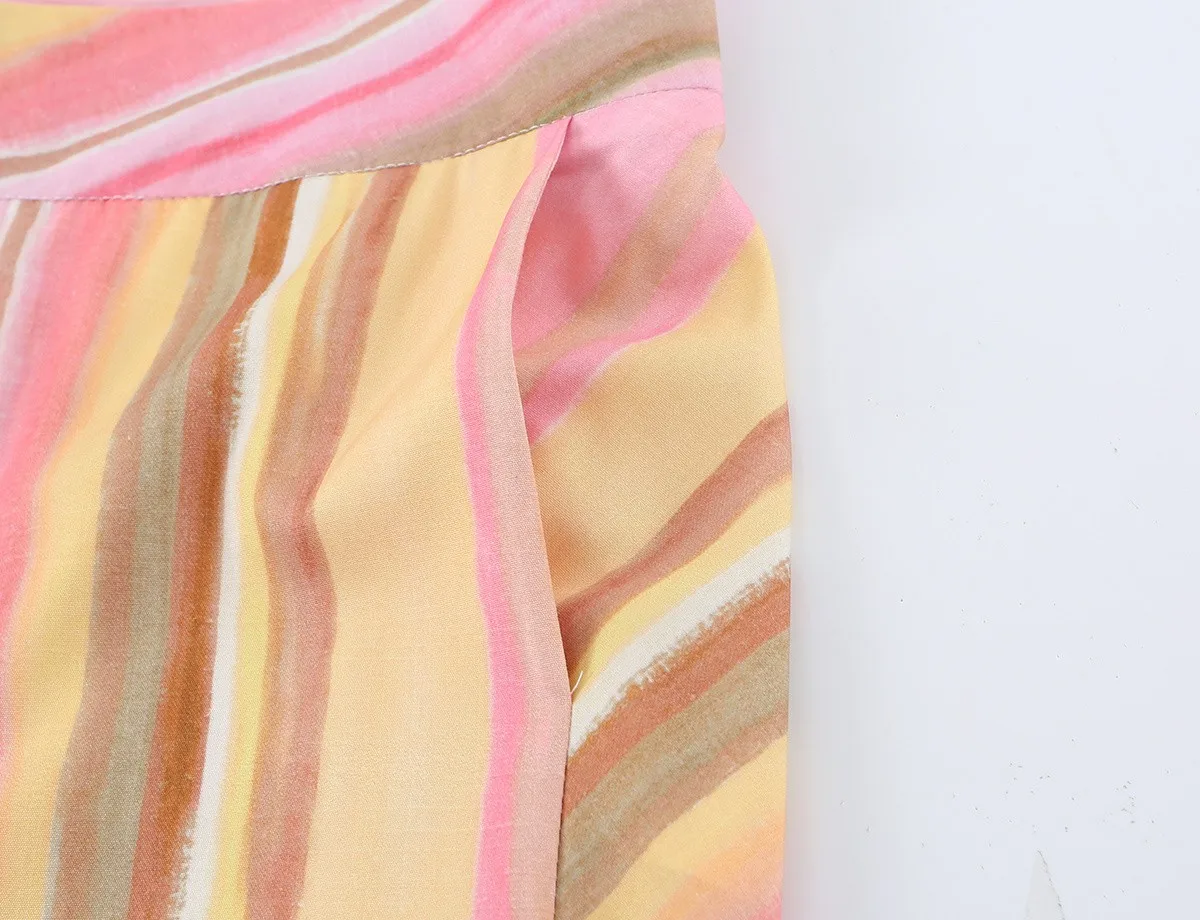 Damen-Hose Süße Gestreifte Gerade Lange Hose Damen Musikfestival Lässige Mode Streetwear Damenhose – Detail 4