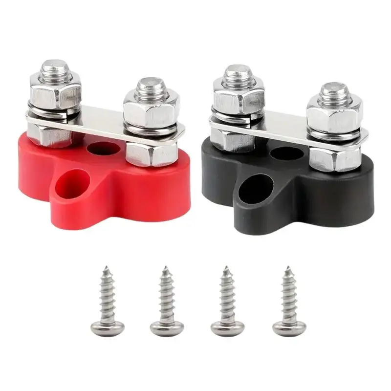 *New! Single/Dual Terminal Block Stud 12-48v Bus Bar Power Terminal Block Positive Negative Fixed Wiring Bolts For Truck Rv Boat view 6