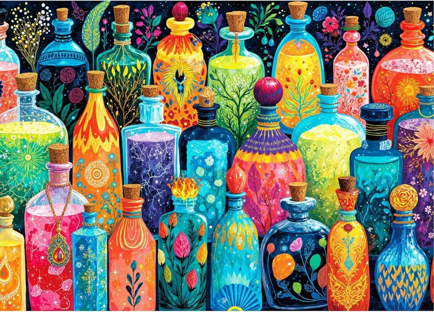 Fantasy Colorful Magic Bottles Jigsaw Puzzles 500/1000/1200/2000 PCS Modern Wall Decor for Living Room Bedroom Perfect Gift