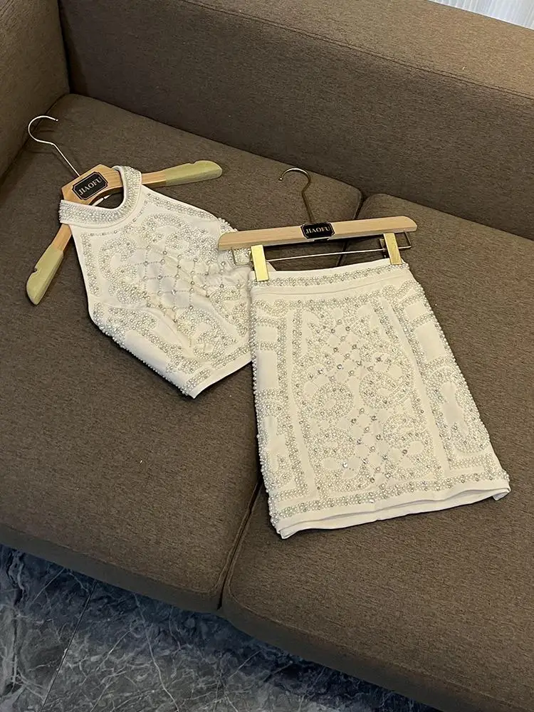 

Heavy Embellied Metal Plate Nelace Top Vest f Skirt Faionable New Arrival Women's Set for Commute Autumn 2025