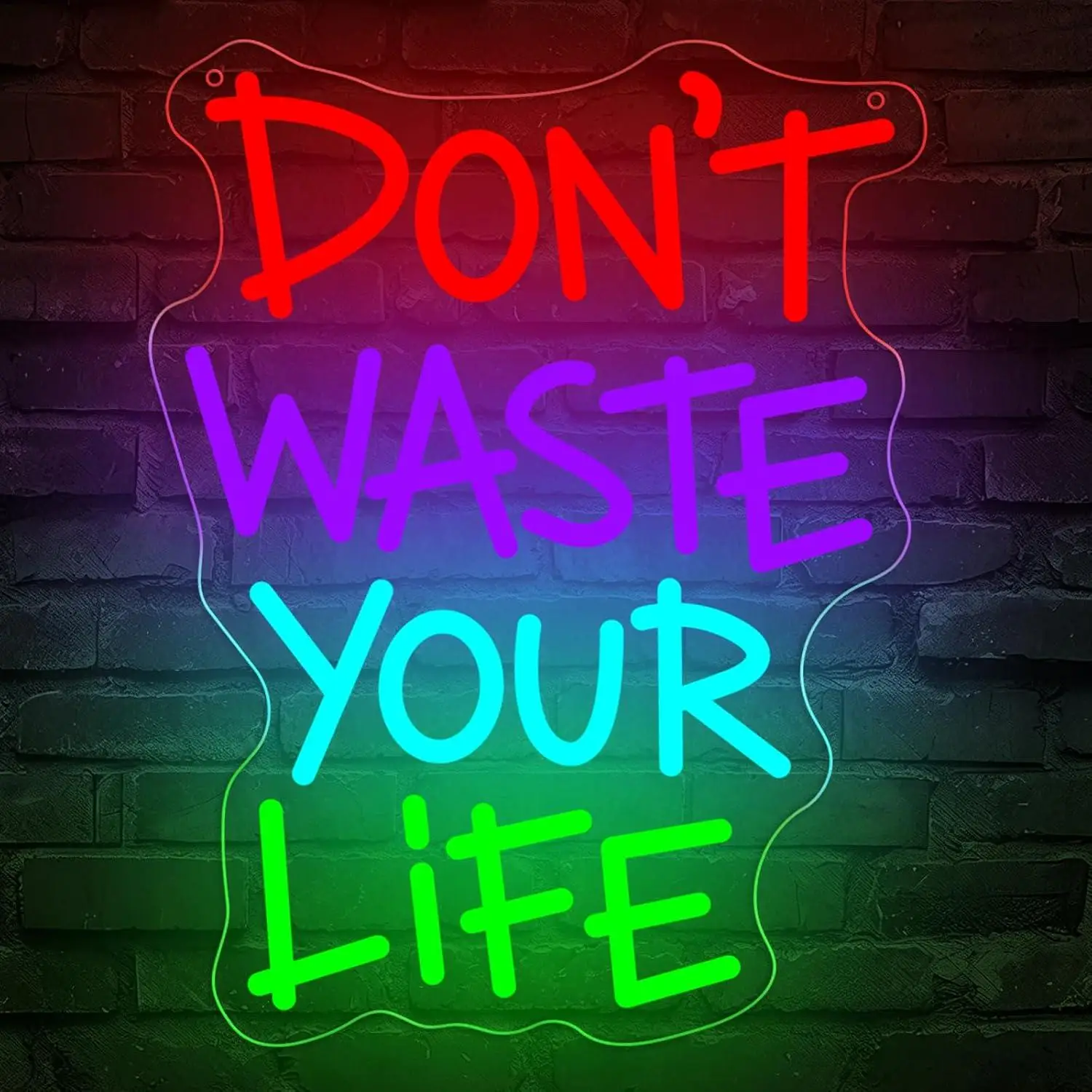 Don't Waste Your Life Neon Sign USB Dimmable LED Lights For Gym Bedroom Office Gaming Room Studio Wall Hanging Art Decor Gifts