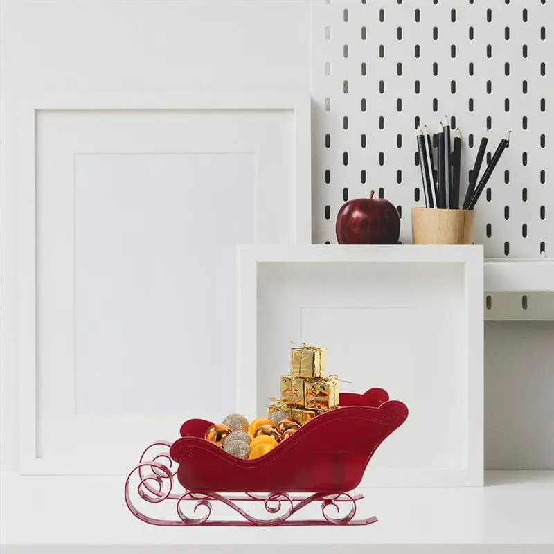 Traîneau de Noël Miniature en Plastique pour Décoration de Bureau, Ornement, Support à Bonbons, Pendentif, 3 Pièces