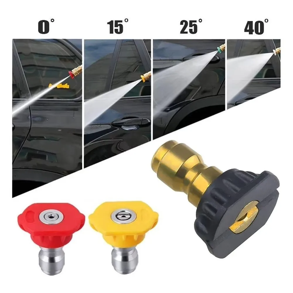 Quick Connect Pressure Washer Nozzle Tips 4000PSI Multiple Spray Degrees Water Gun Nozzle 1/4 Inch Fan-Shaped Gun Head