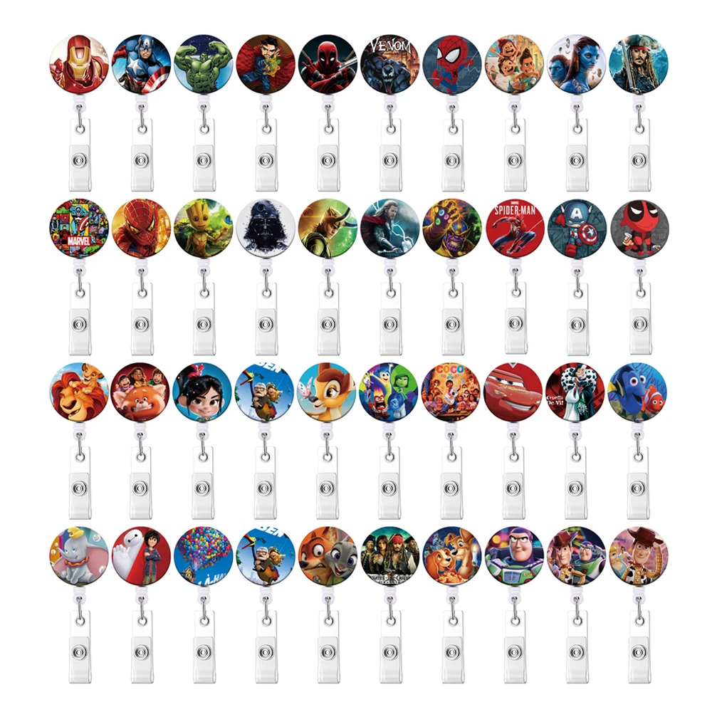 Disney Retractable Badge Holder Reel Clip Superhero Nurse Exhibition Card Holders Doctor ID Card Chain Clips Office Supply