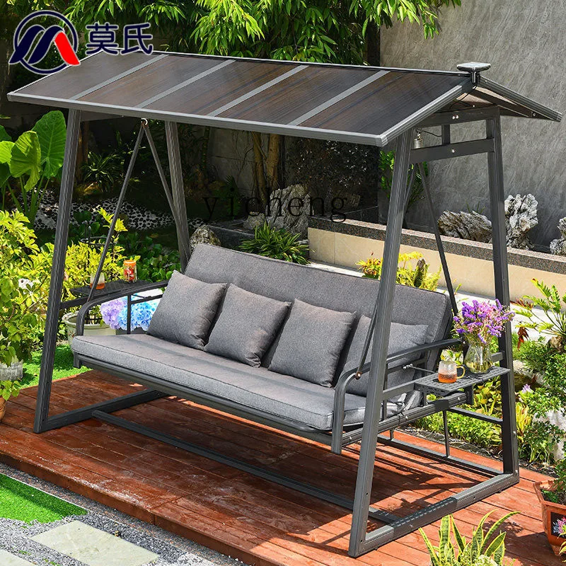 HW-19 Swing Outdoor Garden Solar Light Rocking Chair Balcony Outdoor Leisure Home Multiplayer Swing