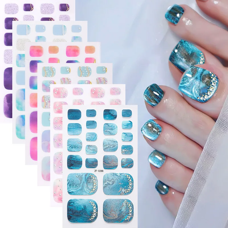 

Summer new foot stickers European and American toenail stickers waterproof 3D imitation diamond bronzing nail oil film nail stic