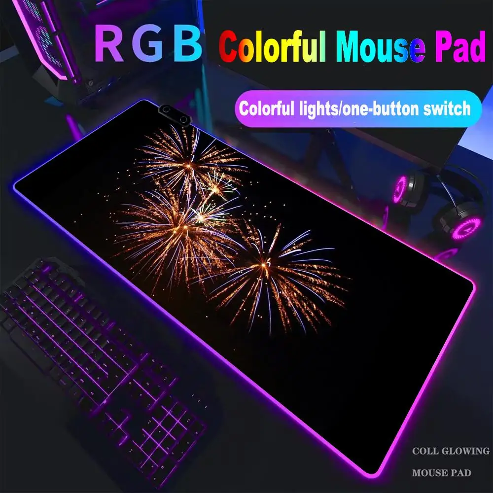 

fire-works Mouse Pad High-end E-sports Mouse Pad Mouse Pad RGB Mouse Pad LED Pc Large Student Writing Pad Gamer Luminous Desk Ma
