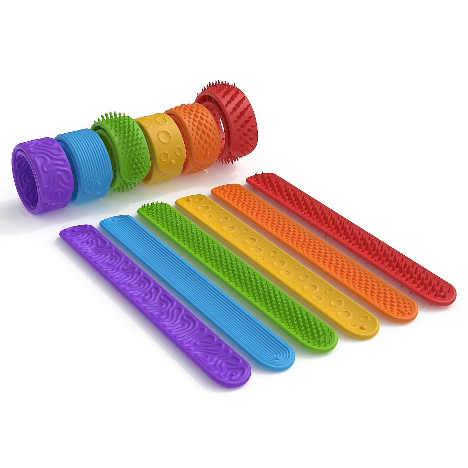 Bracciale sensoriale schiaffo Giocattoli agitati, Giocattolo antistress in silicone per bambini Bambini ADHD Autismo Calmante Antistress Ansità Confezione da 6