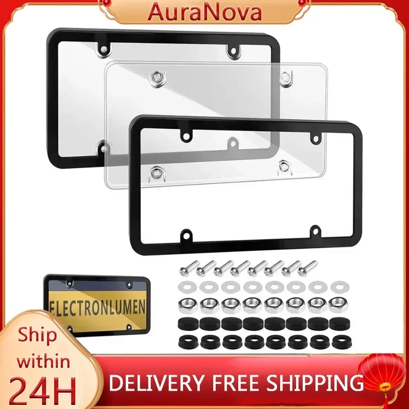 

Комплект из 2 рамок для номерных знаков с заглушками для винтов, защитные рамки для автомобильных номеров, защита номерных знаков для легковых и грузовых автомобилей