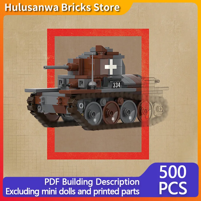 

38(t) WW2 Military Tanks Model MOC Building Bricks War Equipment Modular Technology Gifts Holiday Assemble Children Toys Suit